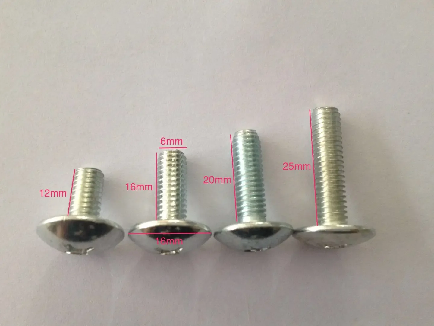 100pc 6mm Large Flat Head Cross Phillips Bolt M6 for Electric Scooter Panel Screws Mushroom Head Motorcycle Plated L=16-30mm Nut