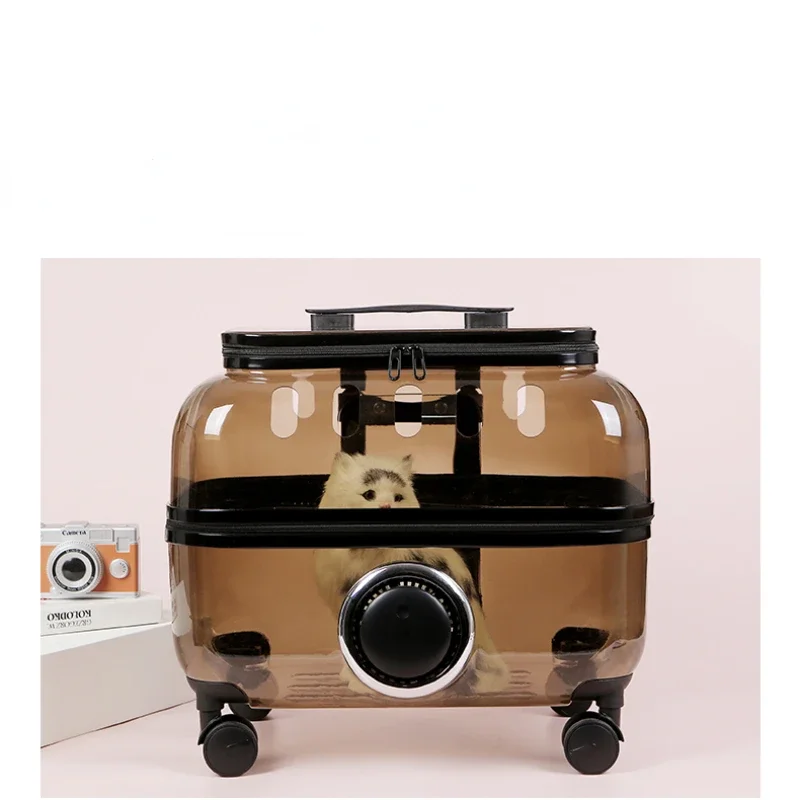 

Portable pet trolley trolley cart space capsule transparent cat suitcase large capacity dog backpack