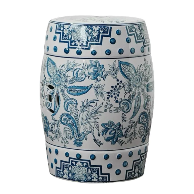 

Chinese classical ceramic drum stool, shoe changing stool, decorative handicraft stool