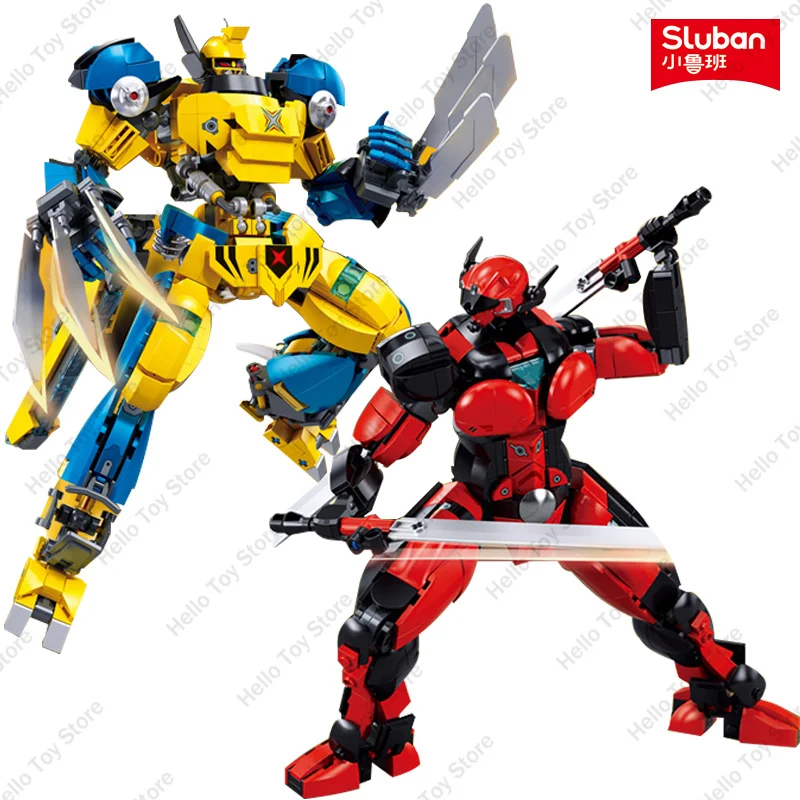 New Sluban Mecha Model Classic Super Heroes Battle Robot Building Blocks Action Figures Bricks Toys For Kids Children Gifts Sets