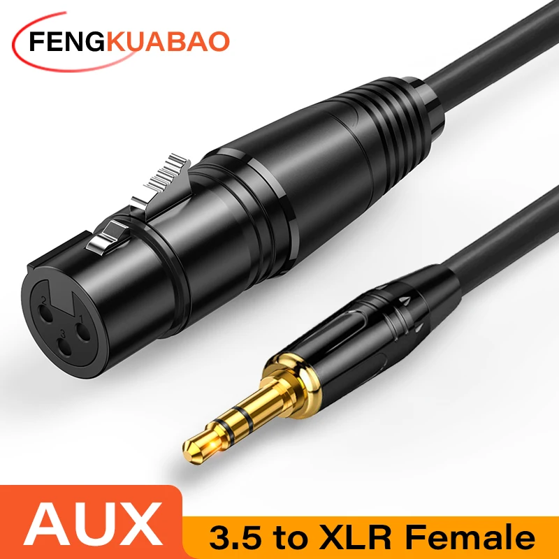 Cable de Audio XLR a AUX con conector de 3,5mm, micrófono, Cable de Audio analógico equilibrado de 3,5mm a XLR hembra para amplificador de altavoz de teléfono y ordenador