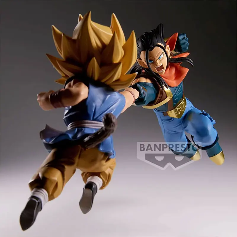 Bandai DRAGON BALL GT Competitor Son Goku SUPER 17 Anime Figure Model Collection Ornaments Genuine Gifts Toys in Shelf