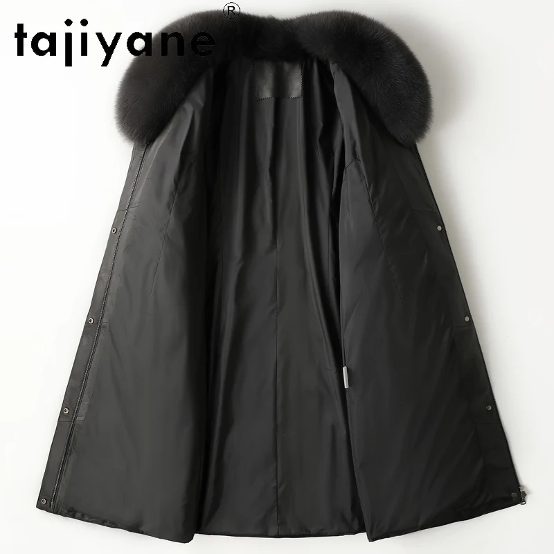 TAJIYANE سترة منتفخة من الجلد الحقيقي للنساء 100% معطف من جلد الغنم عالي الحبوب مع ياقة ثعلب ملابس نسائية شتوية 2025 كورت #3