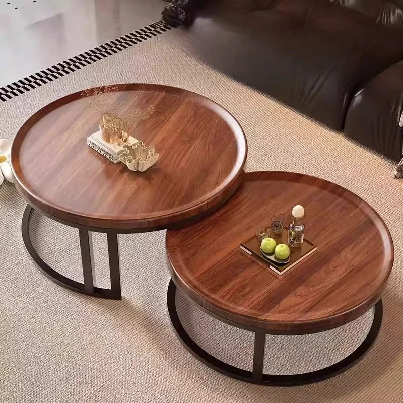 طاولات القهوة المستديرة الفاخرة خشبية مرنة طاولات القهوة لغرفة المعيشة الصغيرة الحد الأدنى في الهواء الطلق أثاث صالة Meubles العتيقة