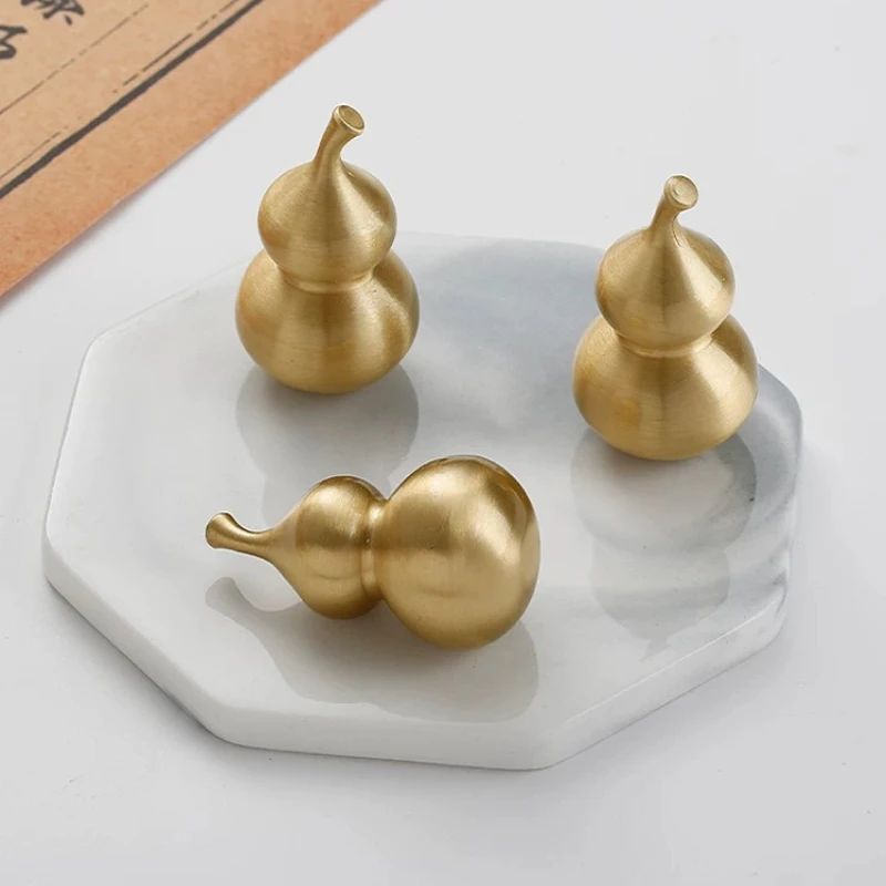 Brass Drawer Knob Cabinet Pull Handle Calabash Shape Furniture Handles Chinese Traditional Knobs