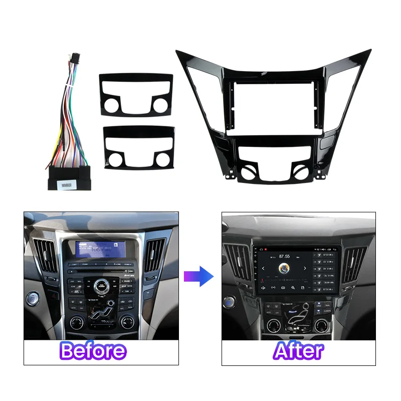 9INCH  Car Radio Fascia For Hyundai Sonata 2009-2014 Stereo CD DVD Player Facia Frame 2Din  Surround Panel Installation Bezel