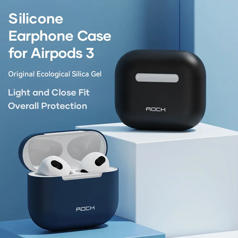 ROCK-Ultrathin Soft Silicone Case for Airpods 3, Protective Cover, Wireless Earphone, Shell Case, Apple Airpods 3 Gen, 2021