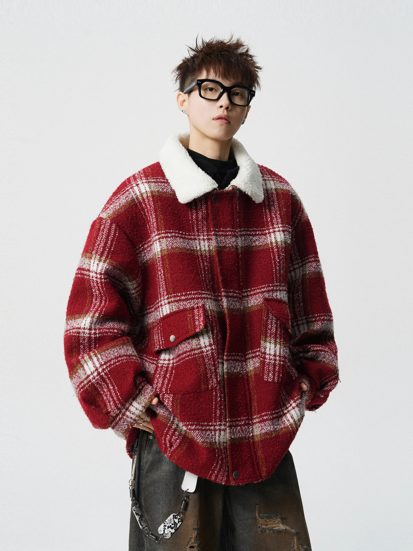 

Тепло и мужское хлопковое дэт большого размера с бархатным воротником ягненка, молодежное модное зимнее повседневное универсальное пальто с рисунком Che