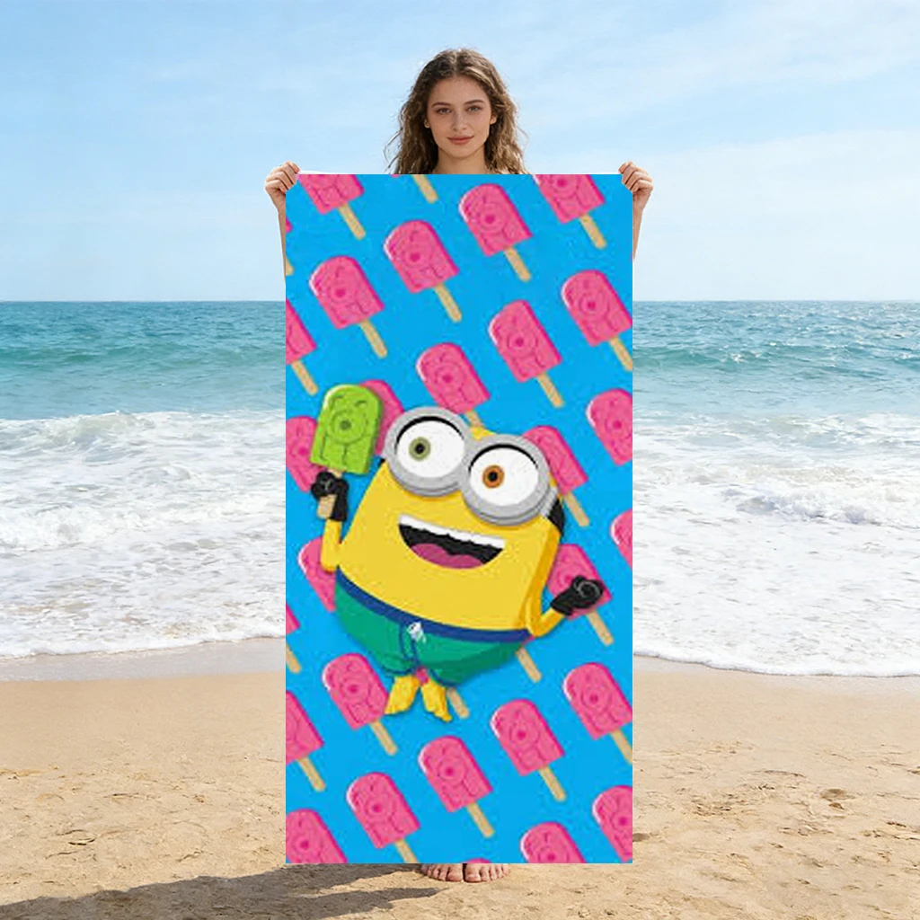 Strandtuch mit großäugigem, niedlichem Kreaturen-Eis am Stiel-Muster, schnell trocknend, geeignet für Strandurlaub, Pool, lustiges Geschenk für Freunde