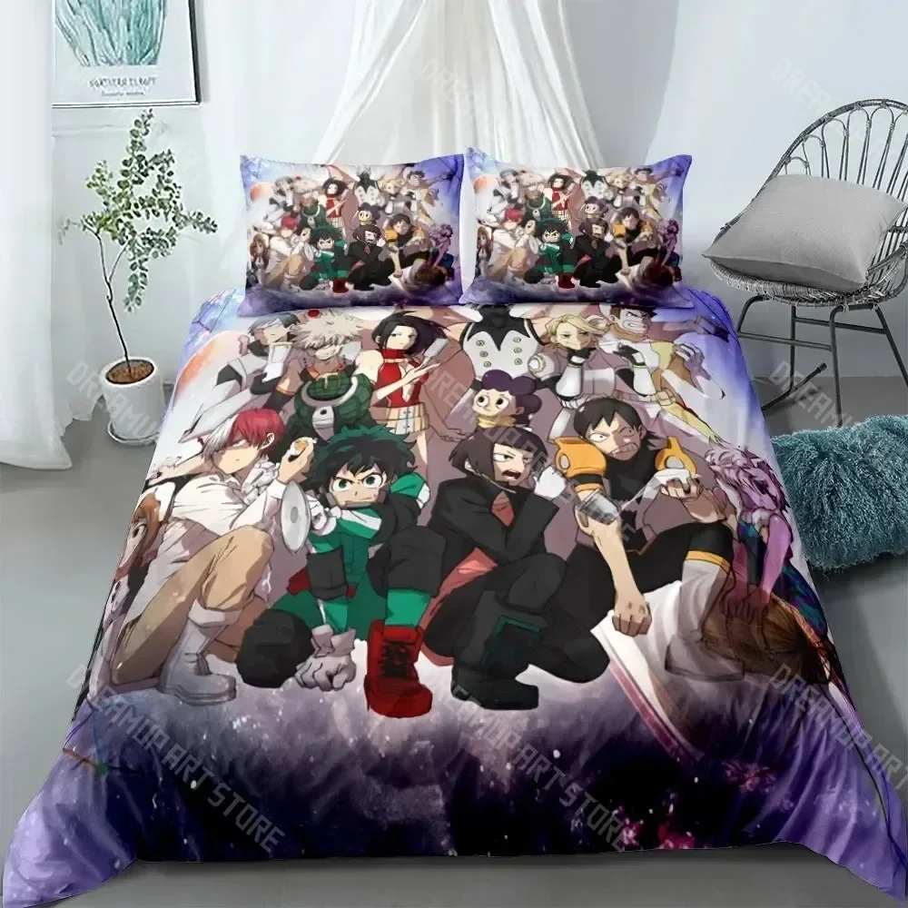 2026 Cartoon My Hero Academia Duvet Cover Pillowcase Bedding Set Adult Boys Girls Bedroom Decoration Children Single Double Size