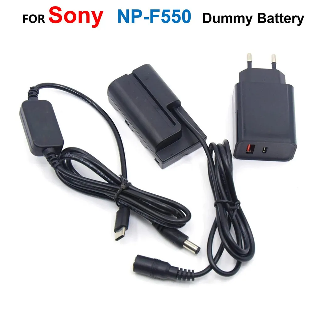 

NP-F550 Dummy Battery F750 F960 Coupler Fit DK-415+USB Type-C Power Cable+PD Charger For Sony PXW-Z150 And Various Video Lights