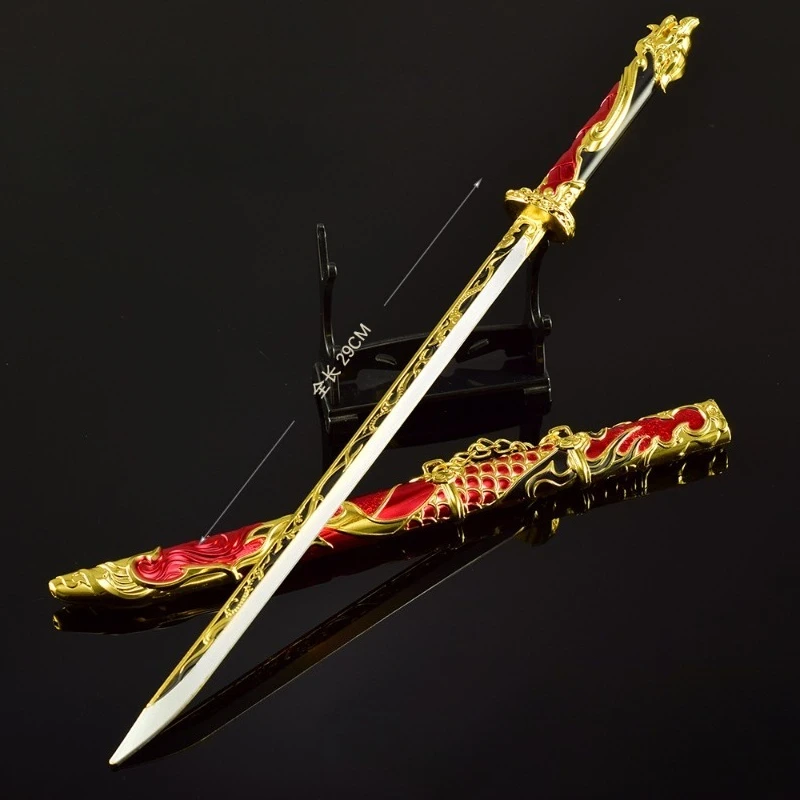 30cm/11.81in Naraka: Bladepoint Game Peripheral Weapons Models Metal Crafts Ornaments Reversed Yin and Yang Spring Edge Weapons