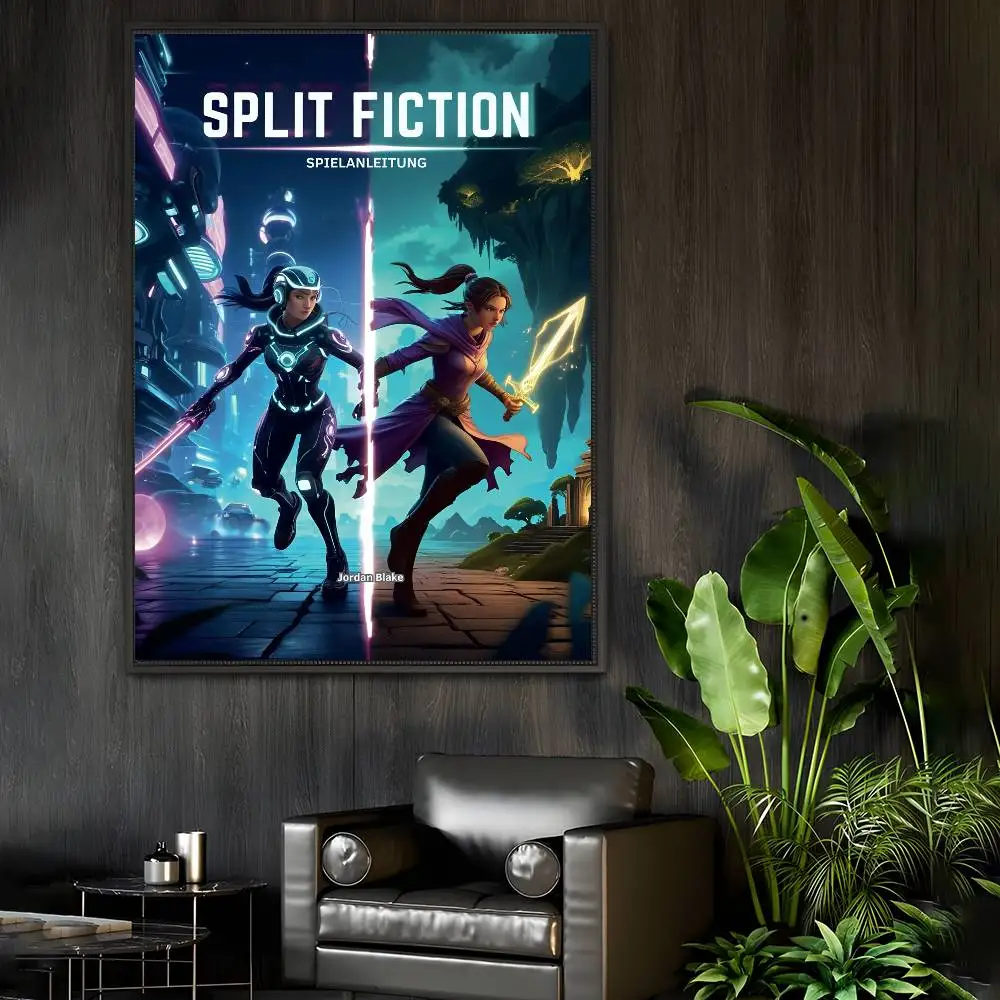 1PC S-Split Fiction GAME Poster Self-Adhesive Wall Art for Living Room Bedroom No Fade Modern Home Decor Stickers