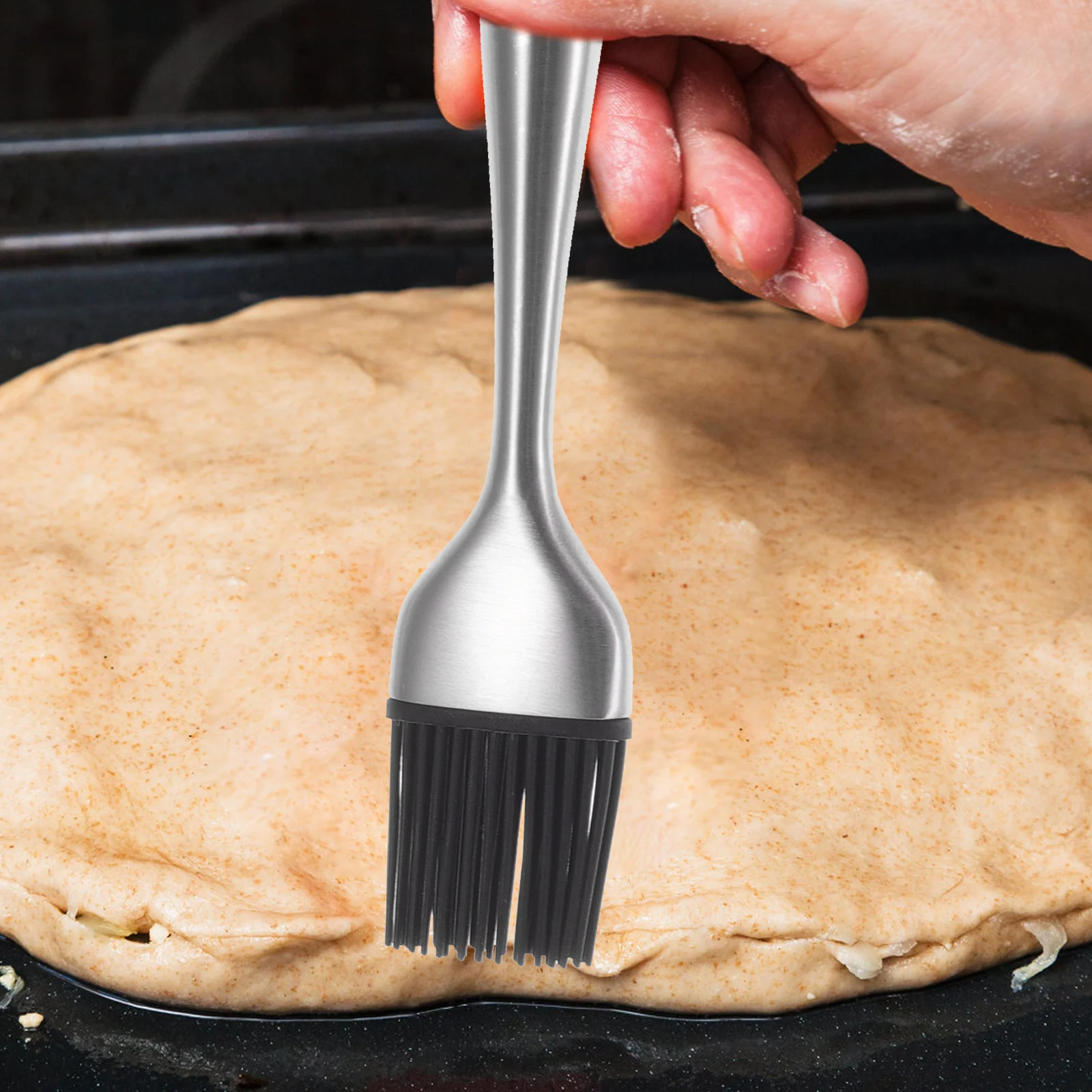 

1 Set Stainless Steel Silicone Basting Brush Bbq Grilling Cooking Baking Oil Sauce Pastry Portable Kitchen Utensil Lightweight