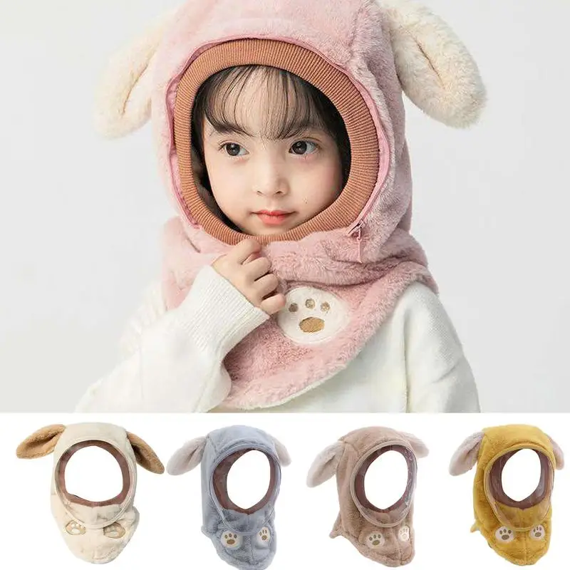 Kids Snow Hat Cute Animal Shape Skiing Face Cover Thickened Unisex Headwear Windproof Full Face Masque For Boys Girls