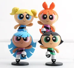 4Pcs/Lot Anime PowerpuffGirls Action Figures Pvc Statue Model Collection Cute Ornaments Desk Decoration Great Birthday Gift