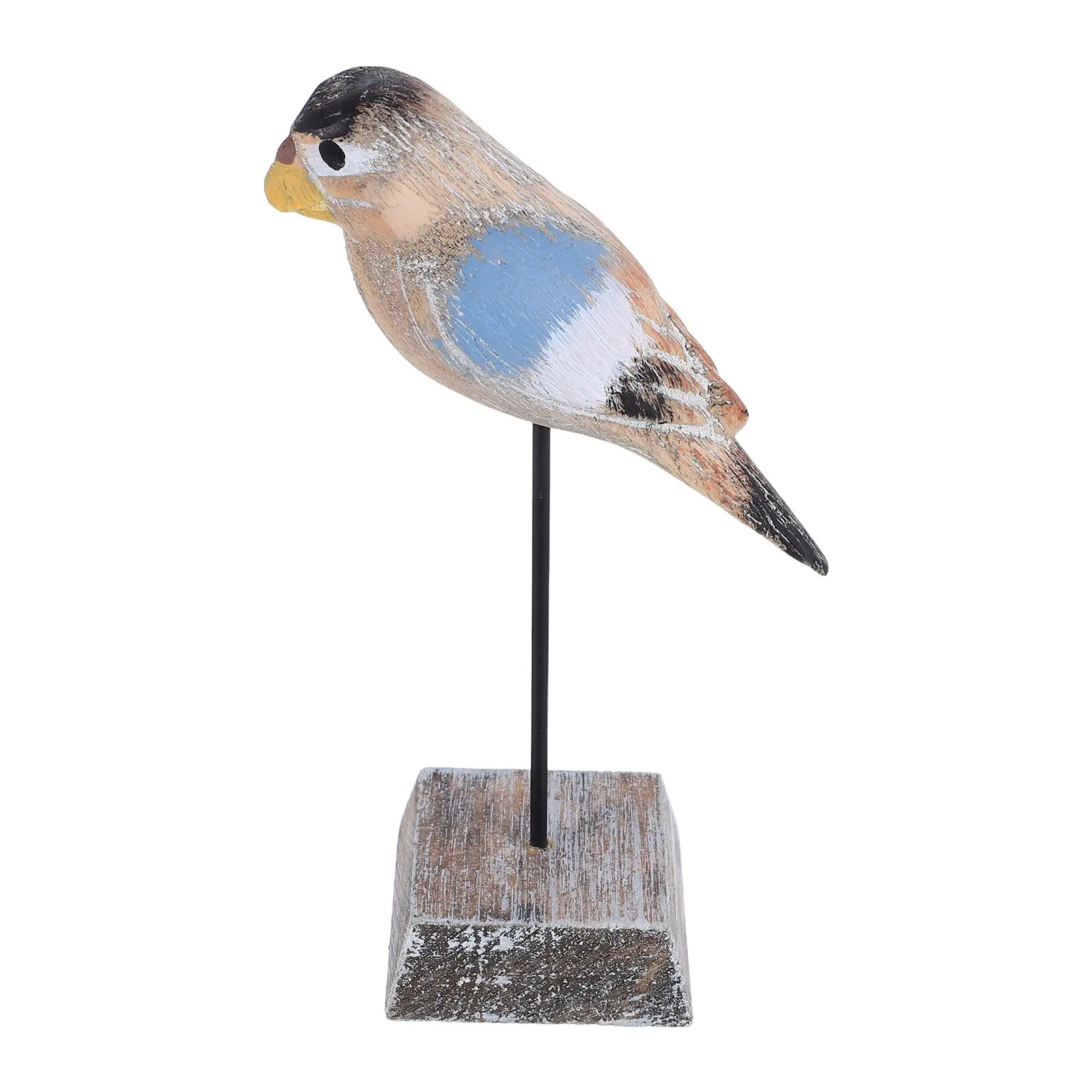 Coastal Shelf Bird Statue Hand Carved Natural Wood Seagull Ornament for Desk Bedside Table Rustic Mediterranean Style Vintage