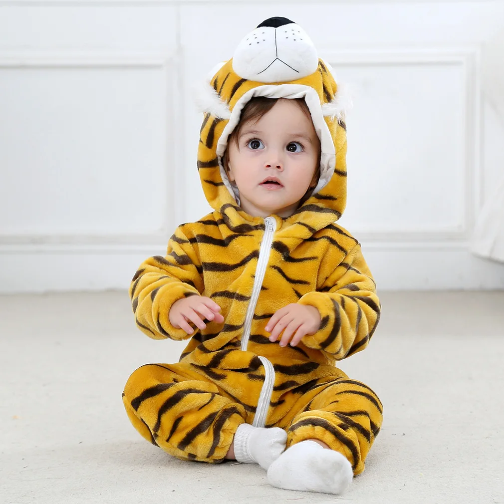 Newborn Baby Rompers Boy Girls Pajamas Animal Cartoon Romper Hooded Pyjama Lion Costumes