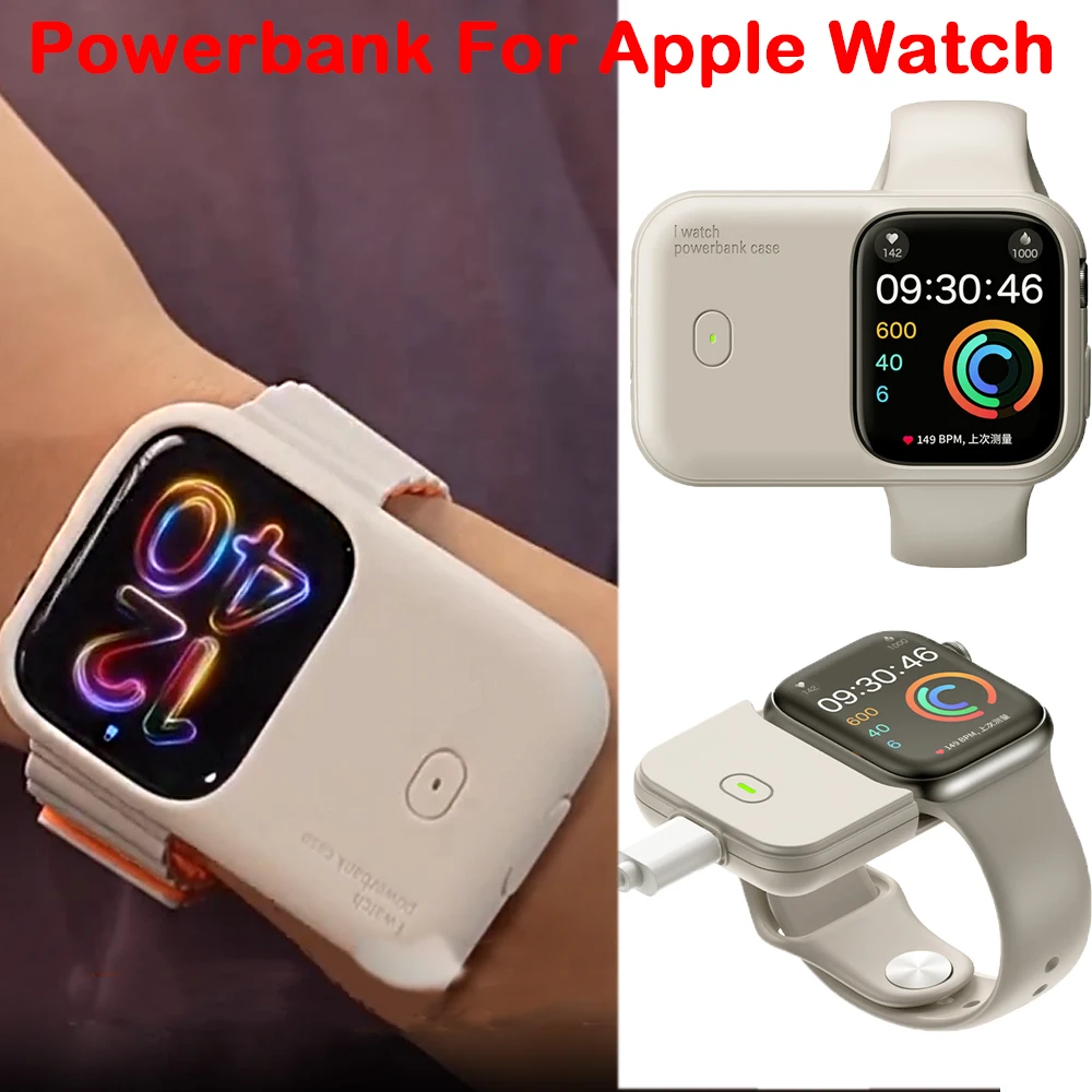 1200mAh Wireless Power Bank For Apple Watch 44mm 45mm Portable Charger For Apple Watch Ultra 2 49mm Magnetic Charging Wristband