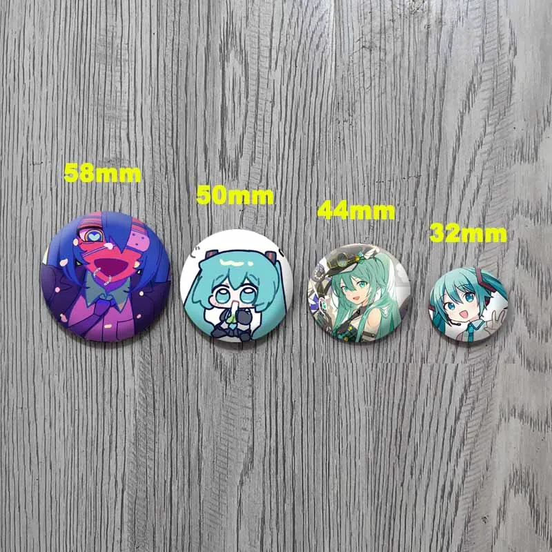Kawaii Virtual Singer Mik Round Shape Badge Snap-in Cartoon Brooch Anime Project Sekai Lapel Pins Bag Accessories Gifts for Kids image 2