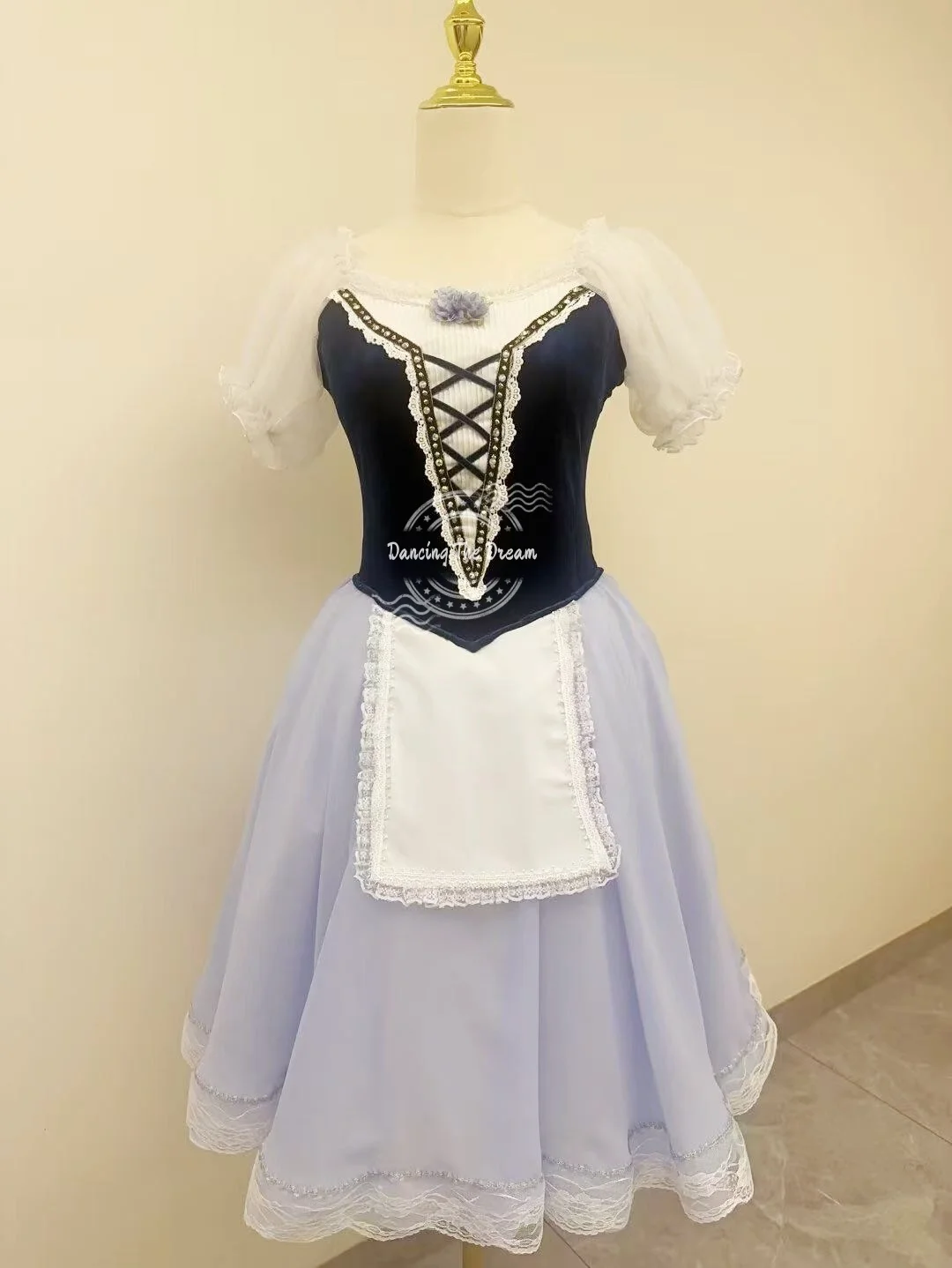 

Giselle Professional Tulle Ballet Dress Navy Blue & Lavender Tulle Dress with Lace - up Corset and Apron Details
