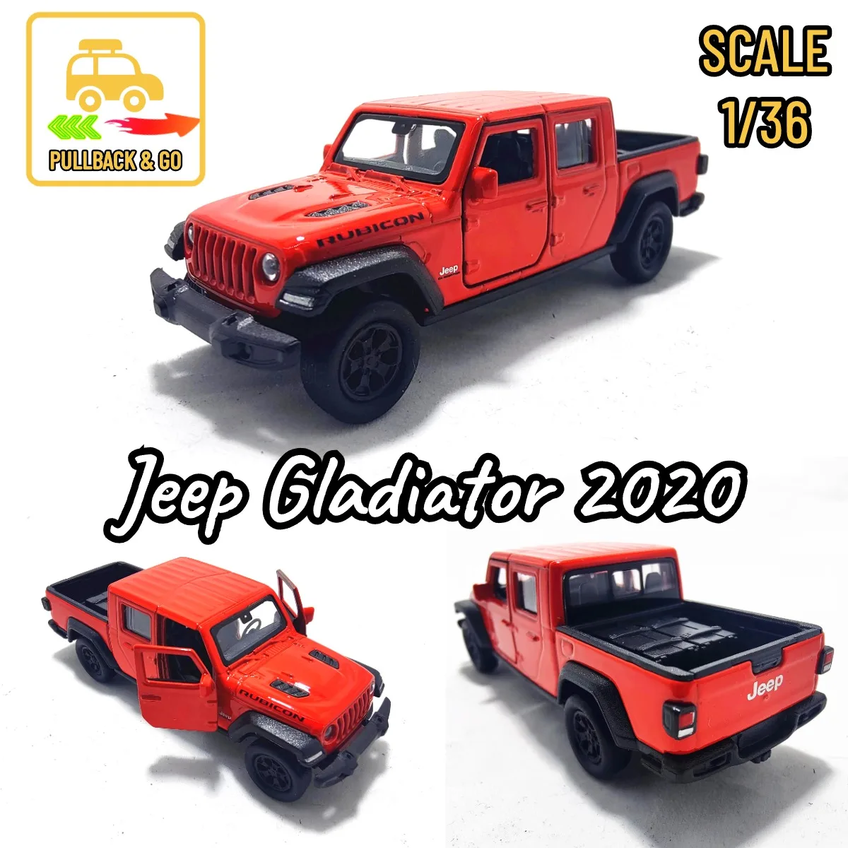 1:36 Jeep Gladiator 2020 Pullback Speelgoed Automodel Monteur Replica Officiële Gelicentieerde Schaal Diecast Miniatuur Kunst Xmas Kid Boy Cadeau