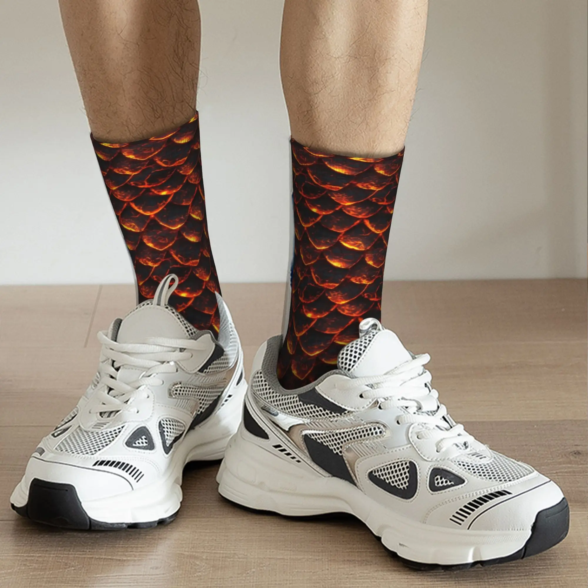 Kawaii Stockings The Skin Scales Of The Fire Dragon  Socks Men Women Warm Soft  Running Crew Socks