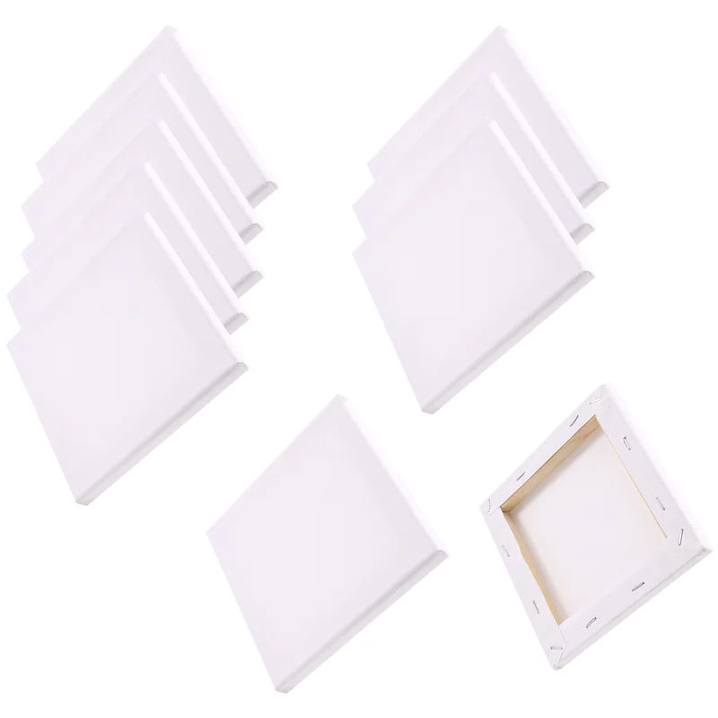 

EDT-10Pcs/Set 15Cm White Blank Art Boards Mini Stretched Artist Canvas Art Board Acrylic Oil Paint Wood+Cotton For Artwork Paint