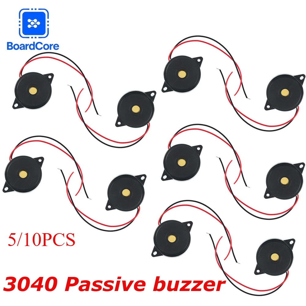 

5/10PCS 3040 Passive Buzzer with Wire Piezoelectric Buzzer Speaker Electronic Buzzer with Wire DC 1-30V for Arduino DIY