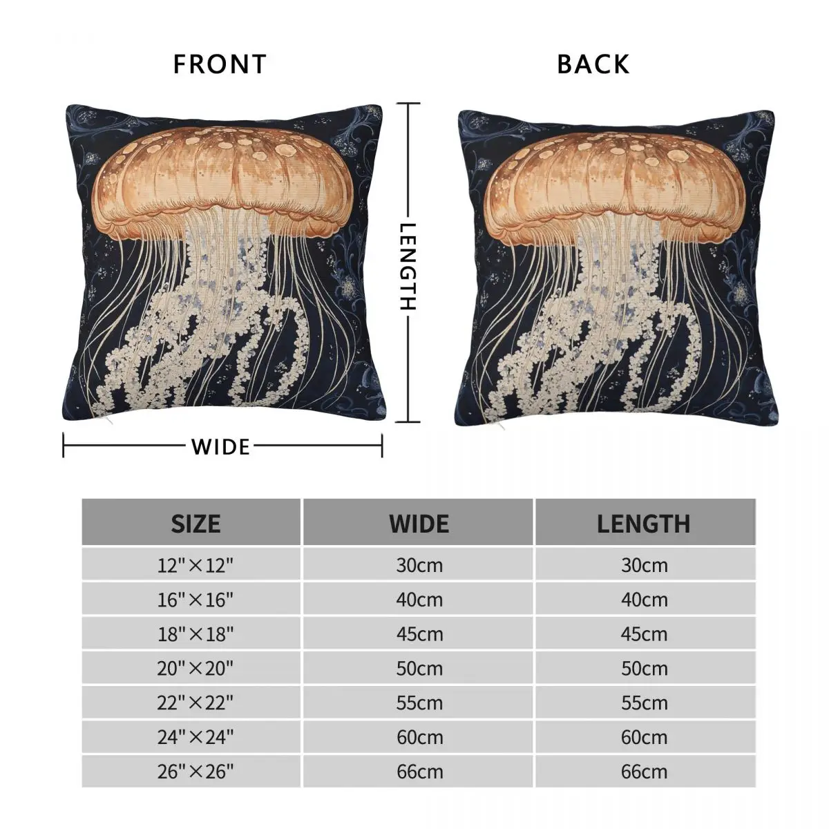 William Morris Jellyfish Ocean Square Pillowcase Polyester Linen Velvet Printed Zip Decor Sofa Cushion Cover