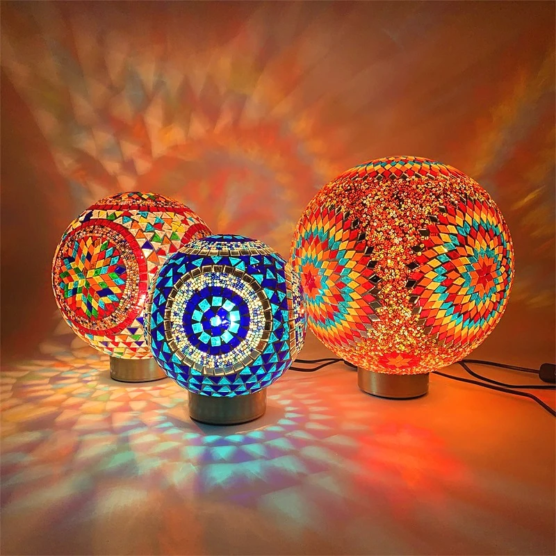 

Turkish Mosaic Egg Table Lamp Vintage Handcrafted Stained Glass Desk Lamps for Living Room Decoration Bedroom Retro Night Lights