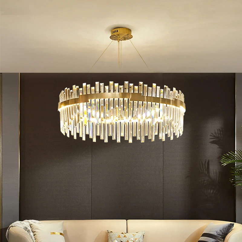 Full-spectrum Luxury Crystal Chandelier Modern Minimalist Eye-friendly Dining Light High-end Bedroom Living Room Pendant Lamp