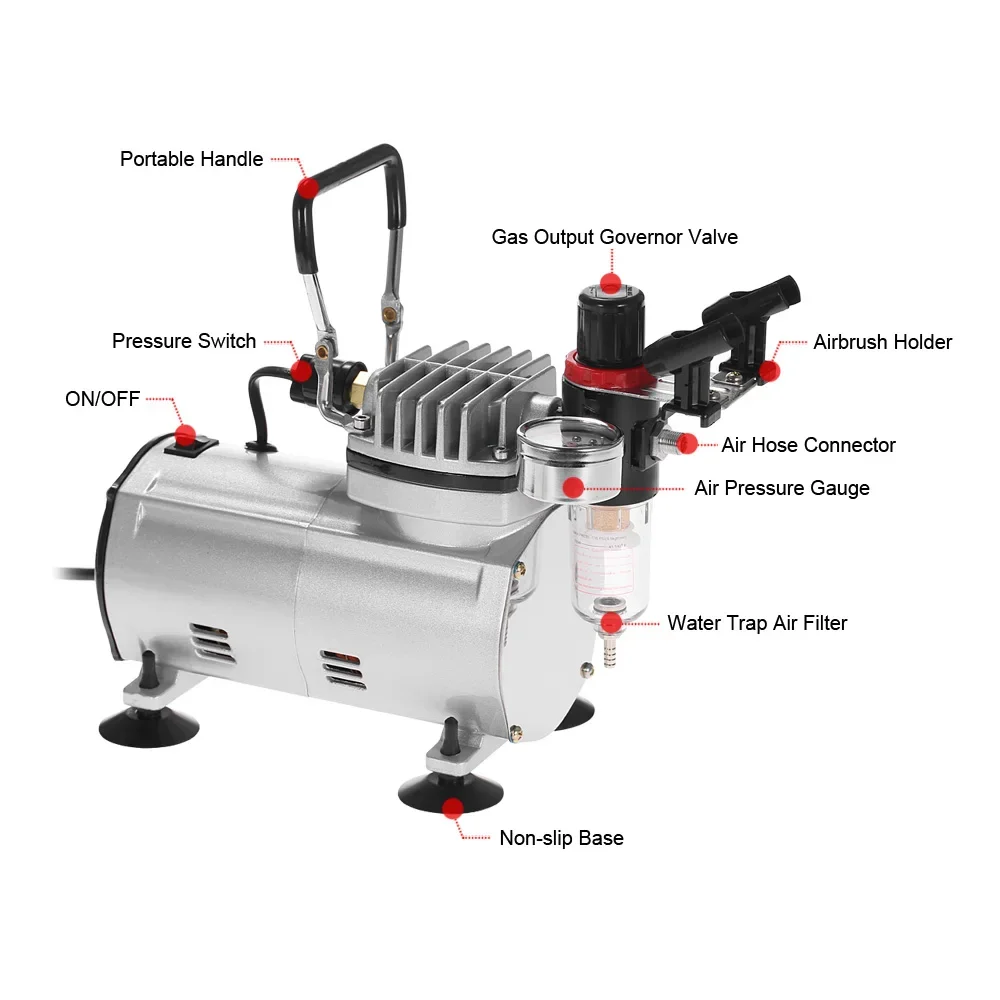 Compressor Sandblaster High-pressure Spray Gun Pump Tattoo Manicure Cake Spraying Air Compressor Portable tourist Spray Gun Kit