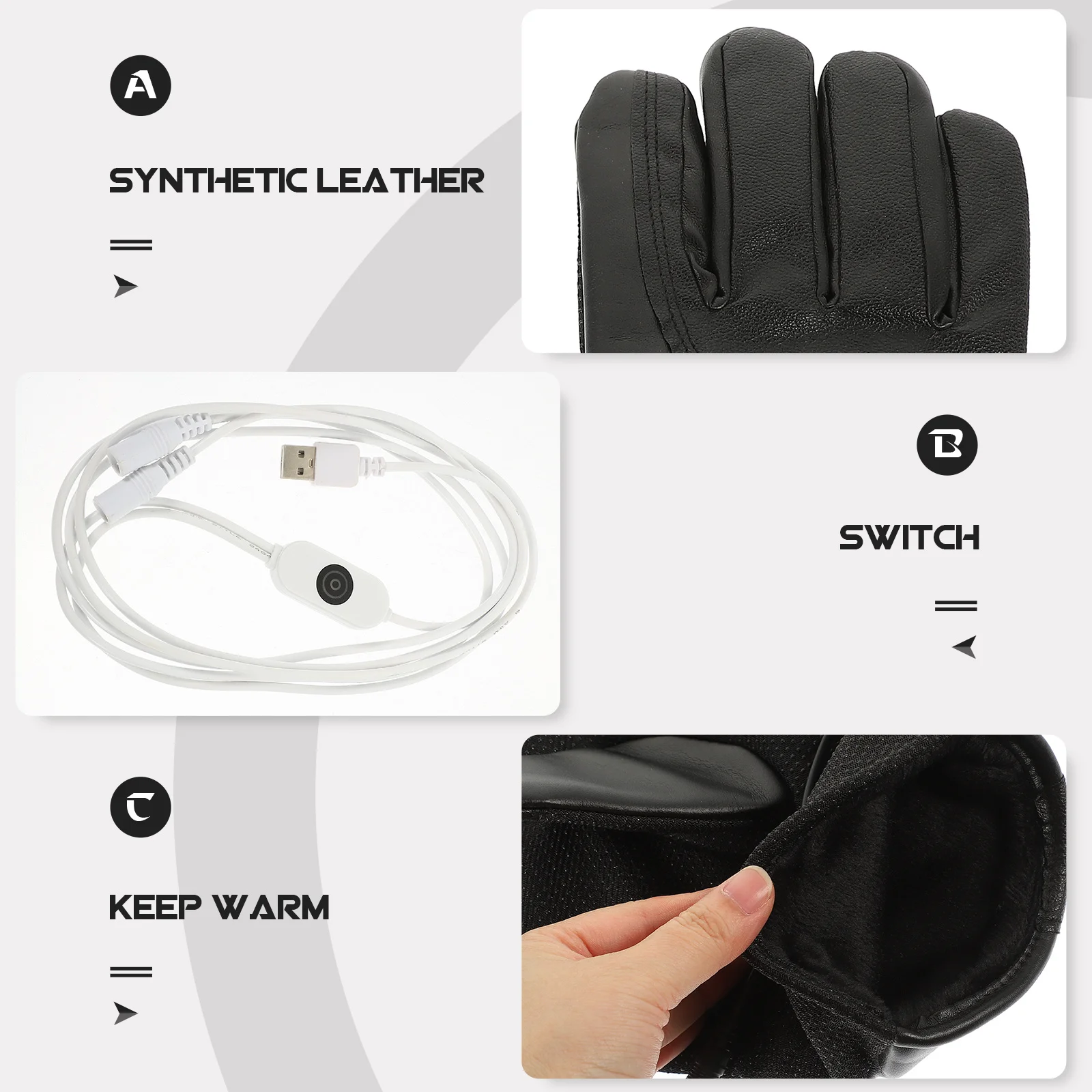 

1Pair Motorcycle Electric Heated Gloves Winter Waterproof Touchscreen High Heat USB 4 Level Temperature Control Riding