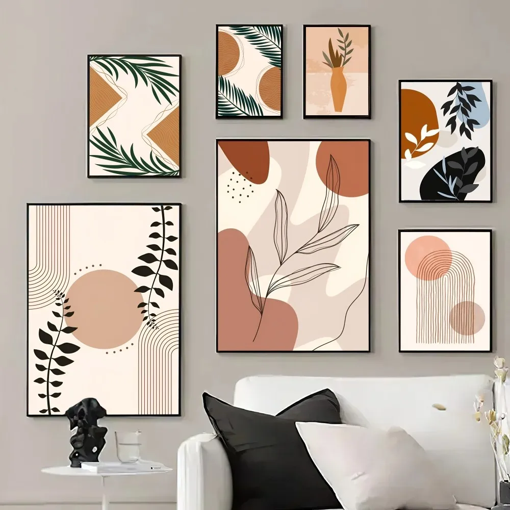 1PC Modern Boho Leaves Poster Paper Print Home Living Room Bedroom Entrance Bar Restaurant Cafe Art Painting Decoration