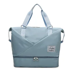 Bolso de mano con separación húmeda y seca para mujer, bolsa deportiva de tela Oxford para Fitness, equipaje corto de viaje de gran capacidad, bolsos de hombro para mujer