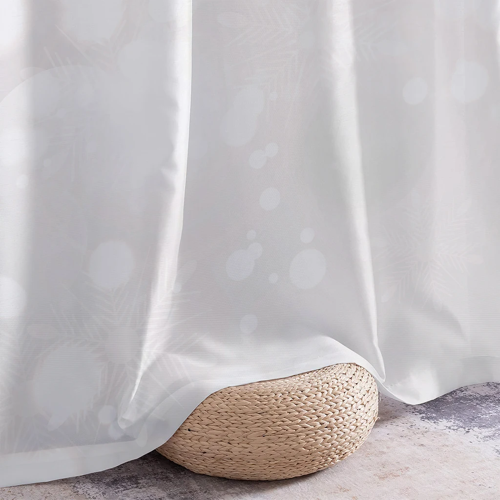 2pcs Modern Minimalist Curtains Featuring A Champagne-Colored Christmas Bauble Print; Festive Christmas Decorative Curtains.