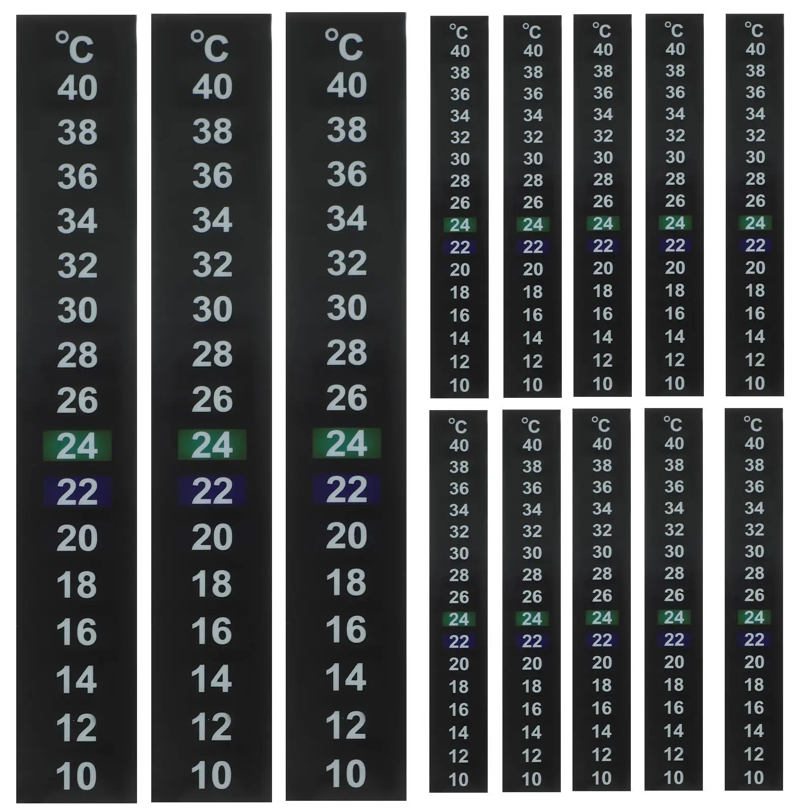 15Pcs LCD Temperature Bar Strip 40Degree Fish Tank Aquarium Reptile Box PET Liquid Crystal Thermometer Safe