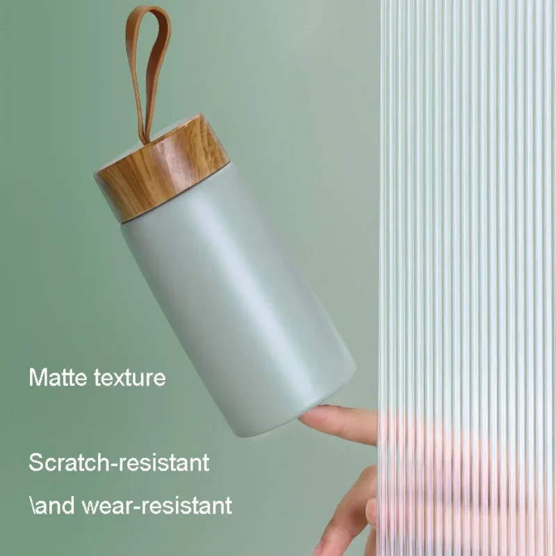 

1PC New Style Mini Thermos Cup Creative Wood Grain Cover Portable Vacuum Stainless Steel Water Cup Student High Value Pocket Cup