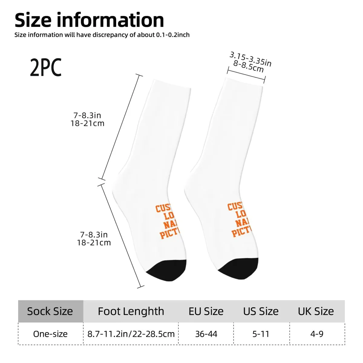 2 PC Hip Hop Retro Personalized Photo Picture Customized Men Women Socks Custom Logo Name Pictures Pattern Crew Sock Cute Gift