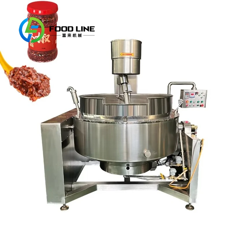 Industrial Paste Processing Mixer  Automatic Steam Planetary Cooking Pot with Agitator Customized