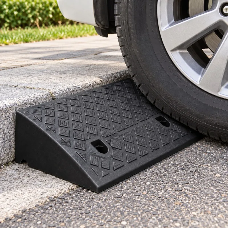 1/2PCS 90mm Plastic Kerb Ramp Non-Slip Threshold Ramp for Cars Bicycles Wheelchairs Driveways Smooth Curb Transition Access