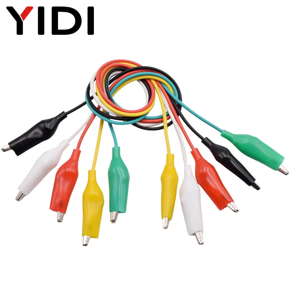 10pcs 28/35/45mm Colored Crocodile Clip Electrical 50cm Wire Test Lead Double Ended Alligator Clip DIY Power Supply Cable Jumper