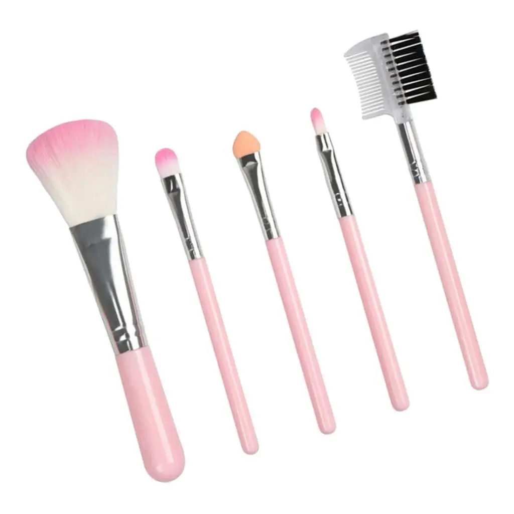 Set Professionale di Pennelli per Trucco, Kit di Pennelli Rosa in Nylon, Accessori per Makeup Viso, Occhi e Blush