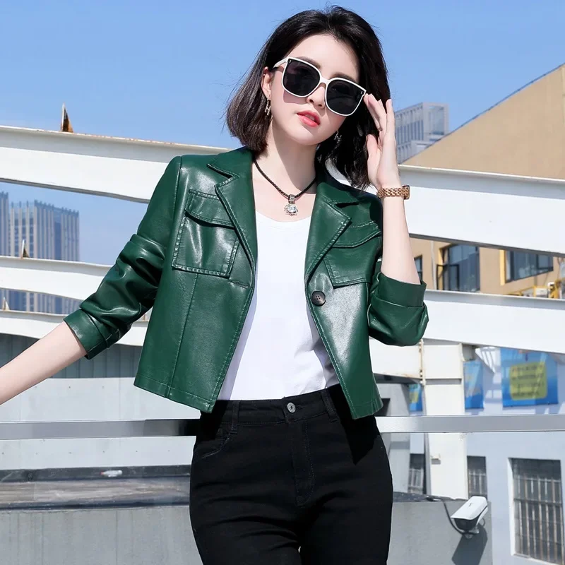 Casual Leather Jackets for Women 2023 Spring Autumn Slim Biker Jacket Women Korean Fashion Short Coats Hot Sale Casaco Feminino