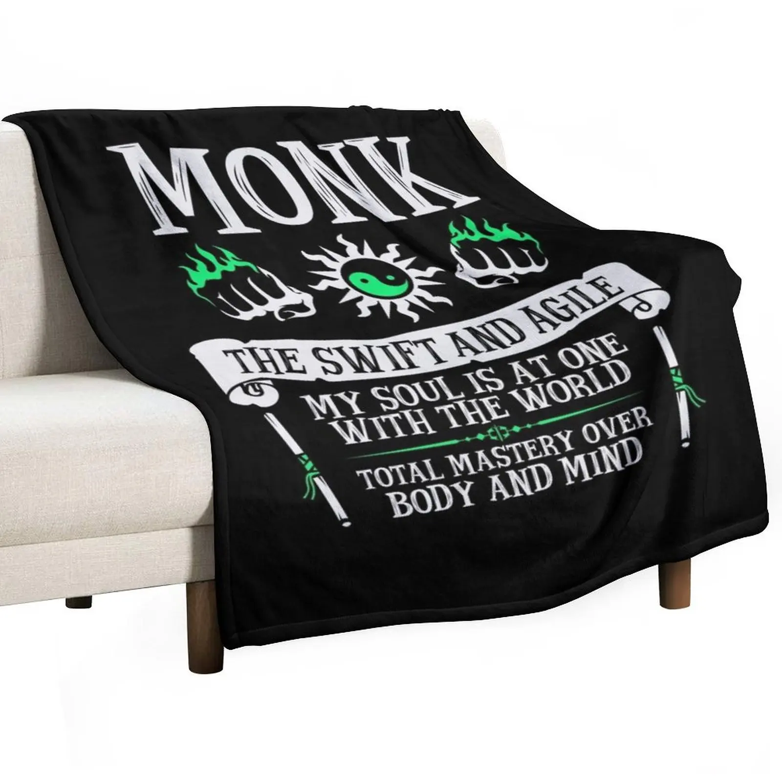 

MONK, THE SWIFT AND AGILE - Dungeons & Dragons (White) Throw Blanket bed plaid Soft Plaid Blankets