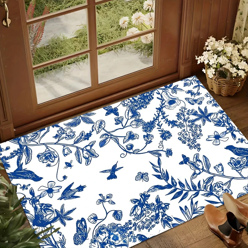 Home Carpet Chinese Blue and White Porcelain Entry Rug Living Room Decoration Chair Carpets Washroom Floor Mat Gift Soft Rugs