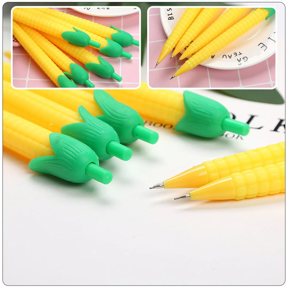 

10pcs Cartoon Corn Mechanical Pencils Premium Portable Kids Writing Tools Press-Type School Supplies Multi-Function Children