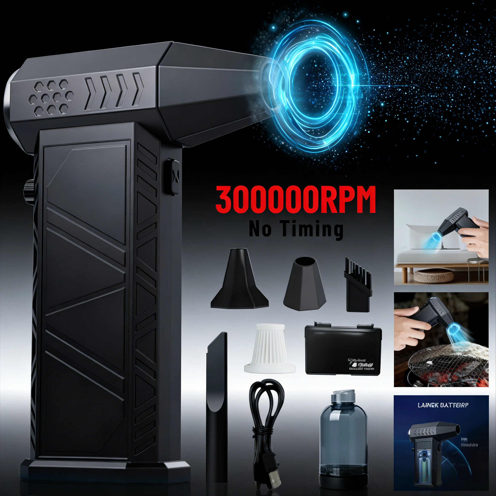 

⚡ X9 300000RPM Brushless Turbo Jet Fan | 2-in-1 Air Blower Vacuum Dust Cleaner Type-C Rechargeable