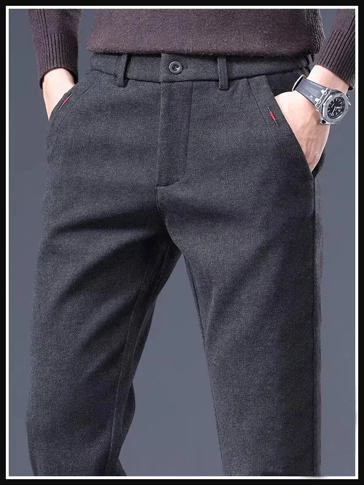 

Business Casual Men's Straight Leg Pants Elastic Fashion Trendy Slim Fit Spring Autumn High End Lightweight Polyester Cotton ...